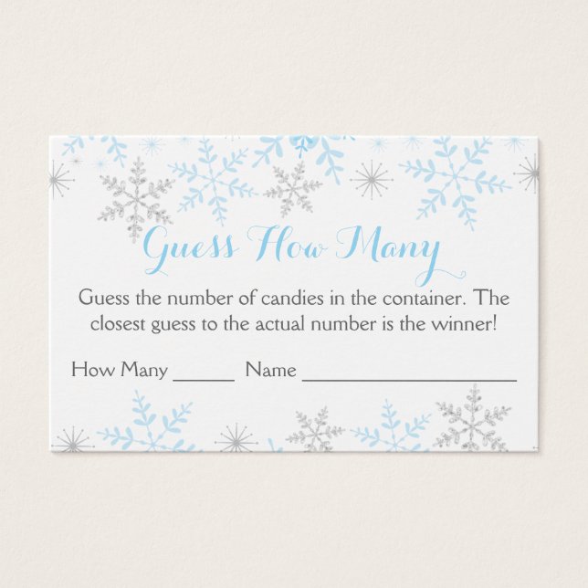 Winter Pojke Shower gissar hur många spel Visitkort (Framsida)