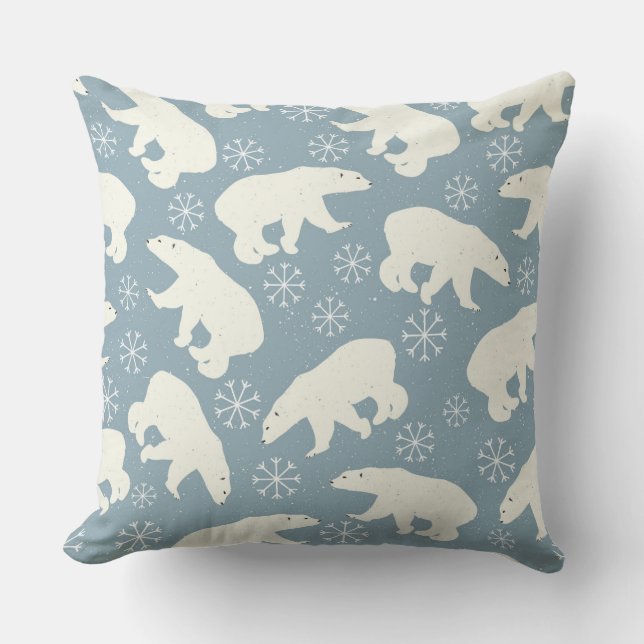 Winter Polar Bär sömlös mönster + dina idéer Kudde (Framsida)