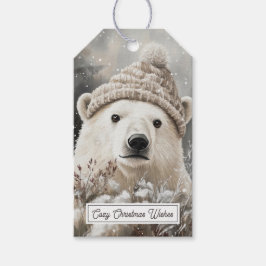 Winter Polar Bear Christmas Presentetikett