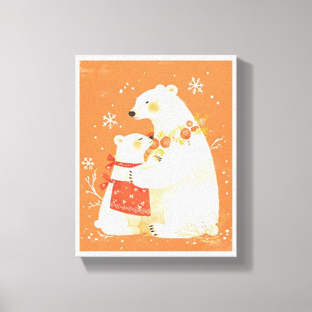Winter Polar Bear Mom & Baby Cozy Nordic Canvas (Framsida)