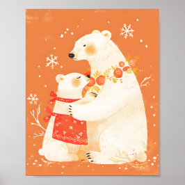 Winter Polar Bear Mom & Baby Cozy Nordic Poster