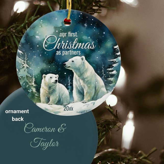 Winter-Polarna börjar jul som partner Julgransprydnad Keramik (Skapare uppladdad)