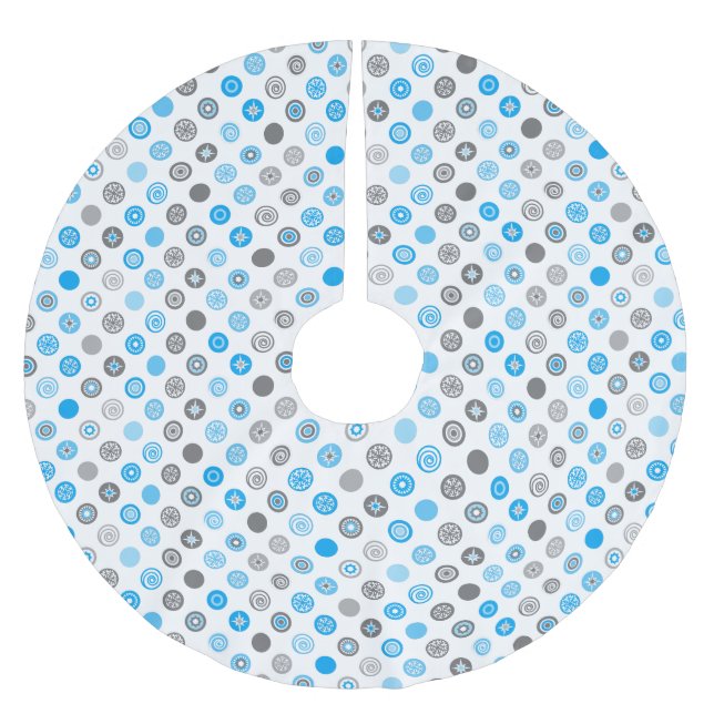 Winter Polka Dot Träd Skirt Julgransmatta Borstad Polyester (Framsidan)