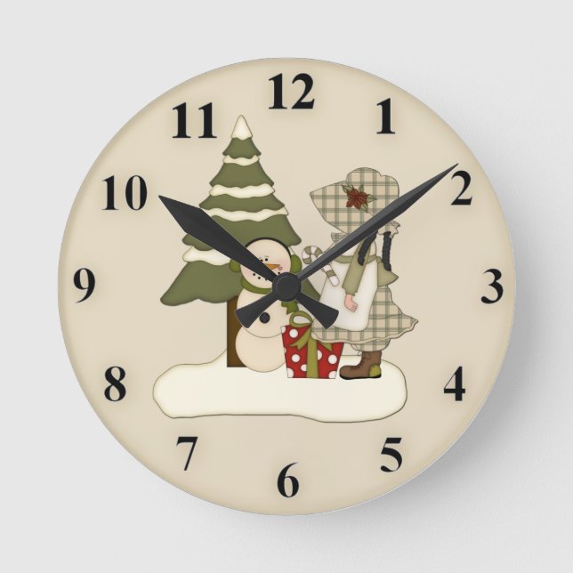 Winter Prairie Wall Clock Rund Klocka (Framsida)