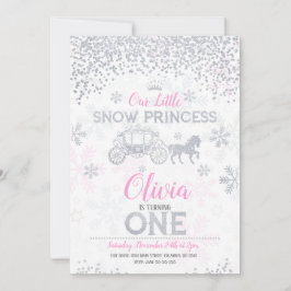 WInter Princess 1:a födelsedagarinbjudan Glitter Inbjudningar