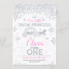 WInter Princess 1:a födelsedagarinbjudan Glitter Inbjudningar