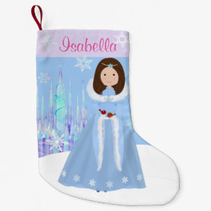 Winter Princess Brunette Hair Liten Julstrumpa