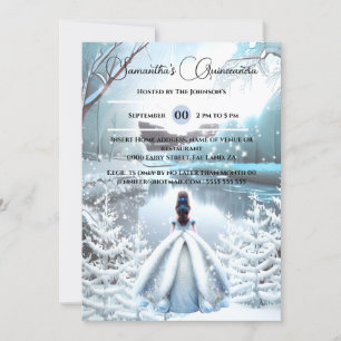 Winter princess Quinceañera fantasy snö Inbjudningar