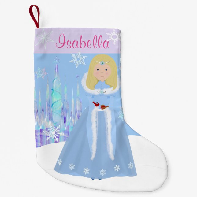 Winter Princess with Blonde Hair Liten Julstrumpa (Framsidan)