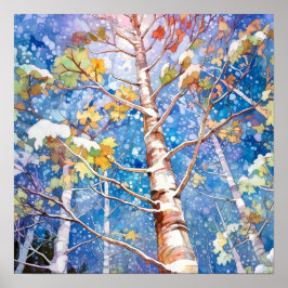 Winter Print, Snowy Träd, Winter Wonderland Poster
