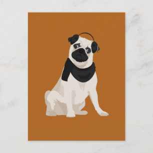 Winter Pug-Hund för Hundälskare Vykort