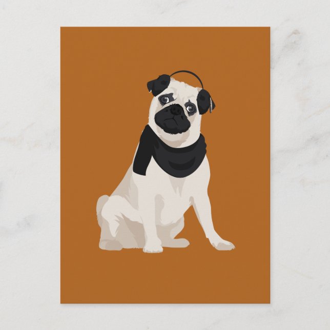 Winter Pug-Hund för Hundälskare Vykort (Framsida)
