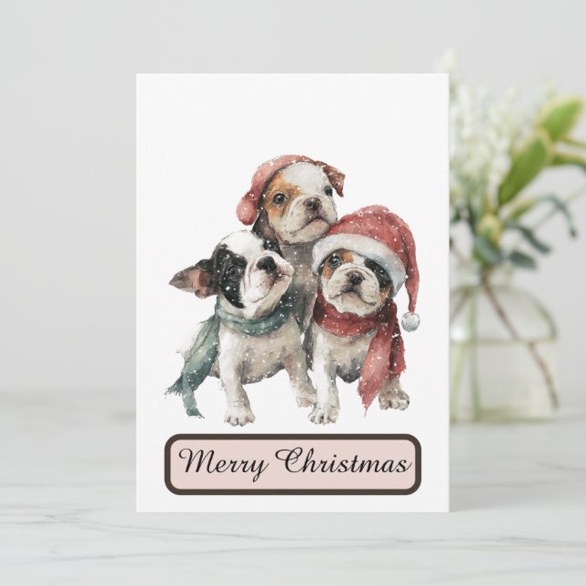 Winter Puppies Christmas Card Festive Greeting Julkort (Stående Fram)