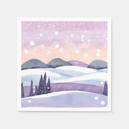 Winter Purple Hills Watercolor Pappersservett