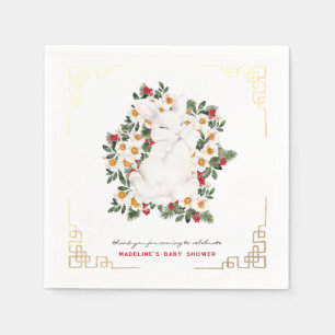Winter Rabbit Blommigt Barnskötare Napkins Pappersservett