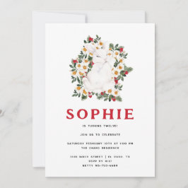 Winter Rabbit Blommigt | FÖDELSEDAGSFEST Inbjudningar