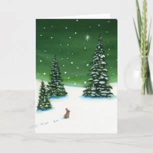 Winter Rabbit Helgdag jul Peace by Bihrle Helgkort