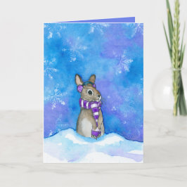Winter Rabbit Snöflingor av Bihrle Helgkort
