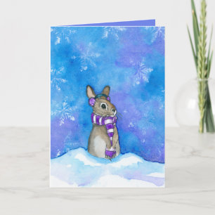 Winter Rabbit Snöflingor av Bihrle Helgkort