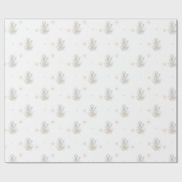 Winter Rabbit w/Winter Blommigts Presentpapper