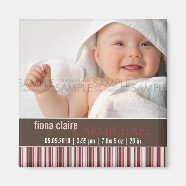 Winter Rand Rosa ・ Baby-meddelande Magnet (Framsidan)