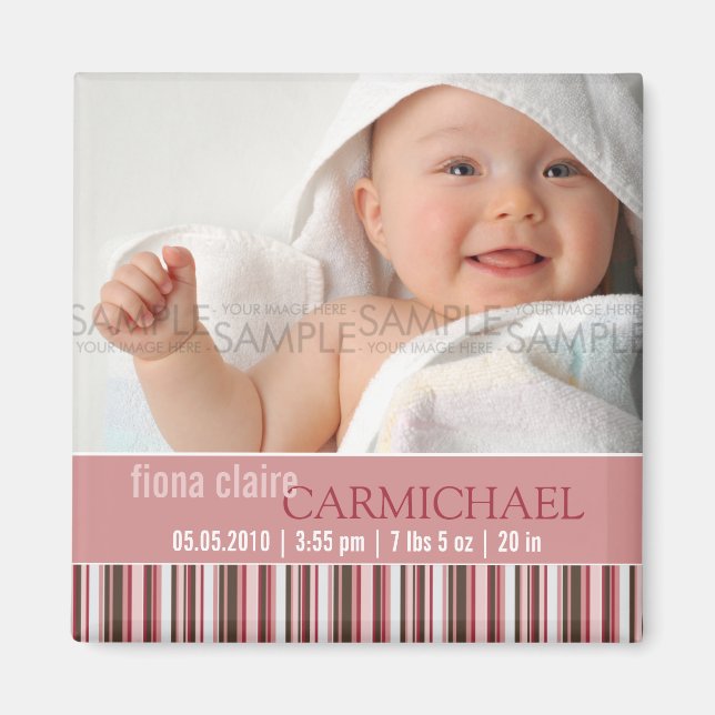 Winter Rand Rosa ・ Baby-meddelande Magnet (Framsidan)