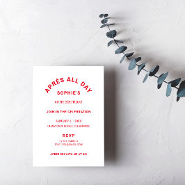 Winter Red Après Hela dagen 40-årsdagen Party Inbjudningar