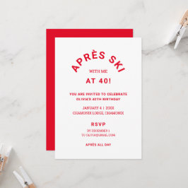 Winter Red Après Ski med mig vid 40 Födelsedagsfes Inbjudningar