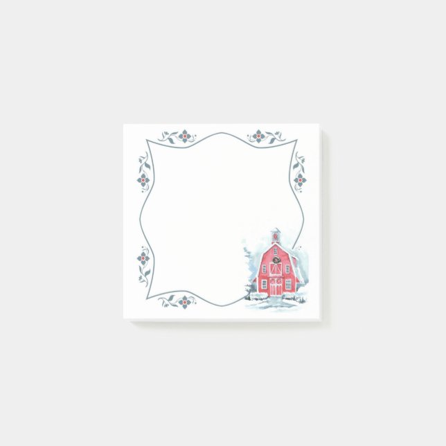 Winter Red Barn Post-it Notes Block (Framsida)