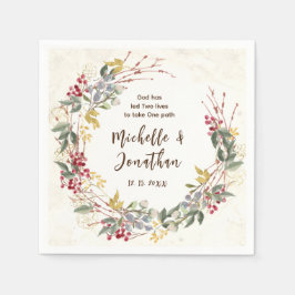 Winter Red Berries Botanias Wandeand Bröllop Pappersservett