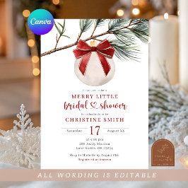 Winter Red Bow Ornament Merry Little Möhippa Inbjudningar