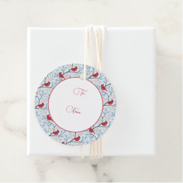 Winter Red Cardinal Bird Gåvor Etiketter