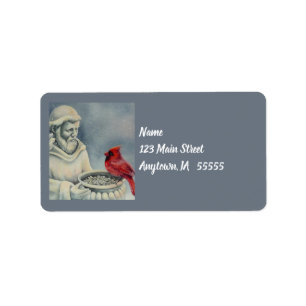 Winter Red Cardinal Bird San Francis Watercolor Ar Adressetikett