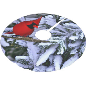 Winter Red Cardinal Julgransmatta Borstad Polyester