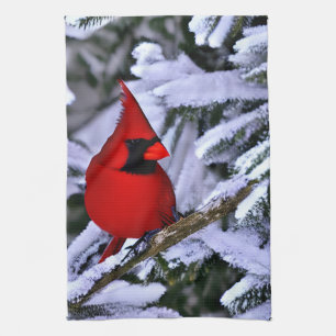 Winter Red Cardinal Kökshandduk
