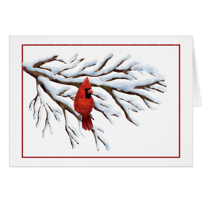 Winter Red Cardinal Notecard OBS Kort (Framsidan Horizontal)