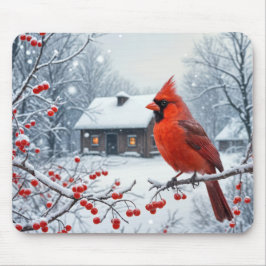 Winter Red Cardinal på Berry Gren Musmatta