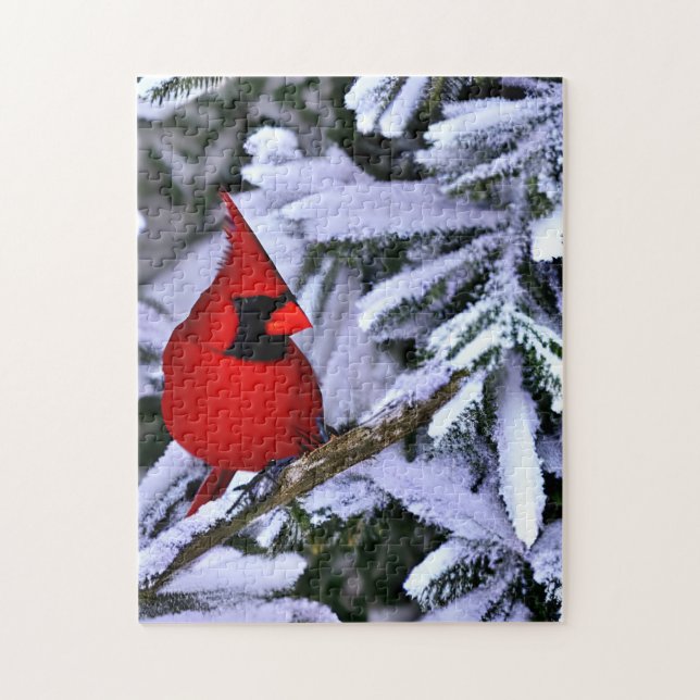 Winter Red Cardinal Pussel (Vertikal)