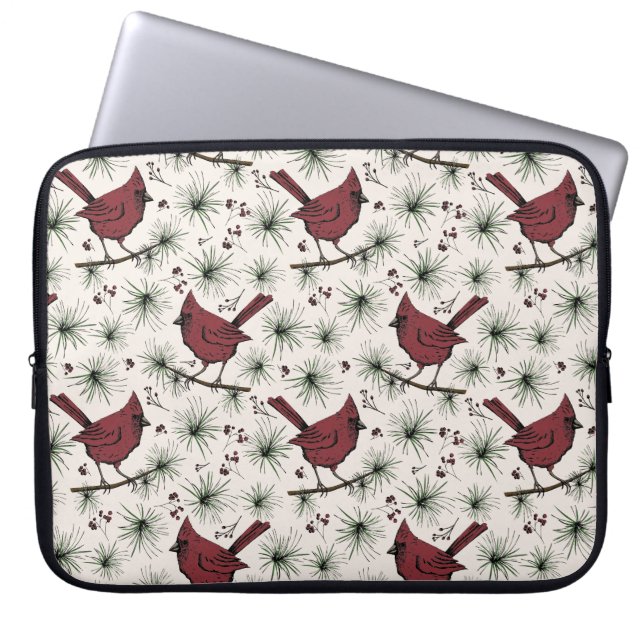 Winter Red Cardinals jul Mönster Laptop Fodral (Framsidan)