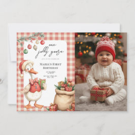 Winter Red Christmas Silly Goose  1st birthday Inbjudningar