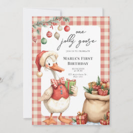 Winter Red Christmas Silly Goose  1st birthday Inbjudningar