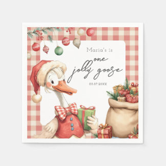 Winter Red Christmas Silly Goose  1st birthday Pappersservett