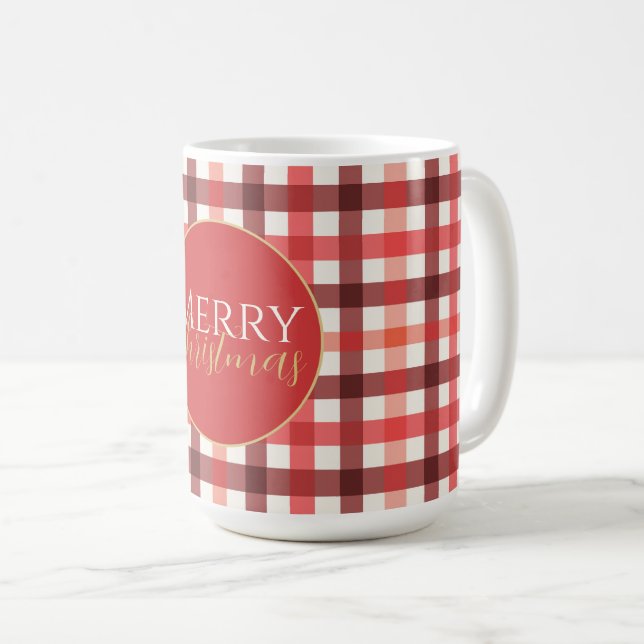 Winter Red Gingham Play Checkered Mönster Kaffemugg (Framsida höger)