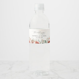 Winter Red Greenery Pinecone Vattenflaska Label Etikett