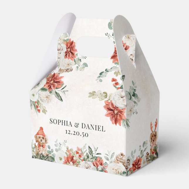 Winter Red Greenery Pinecone Wedor Box Presentaskar (Framsidan Sidan)