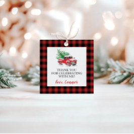 Winter Red Lastbil Buffalo Play Birthday Gåvor Etiketter