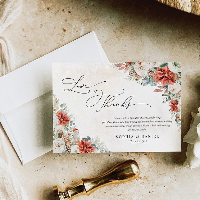 Winter Red Pinecone Wedding Thank You Cards Tack Kort (Skapare uppladdad)