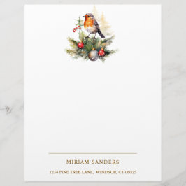 Winter Red Robin Christmas Letterhead Brevhuvud