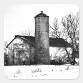 Winter Refuge Barn Fyrkantigt Klistermärke