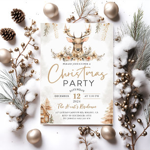 Winter Reindeer Blommigt jul Party Inbjudningar